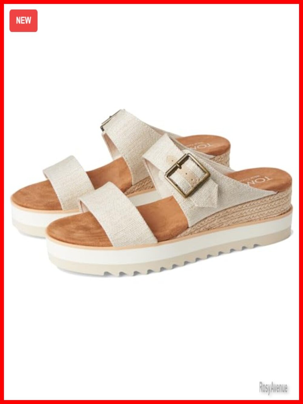 Strappy Mule Sandals with Wedge Heels, Adjustable Buckle